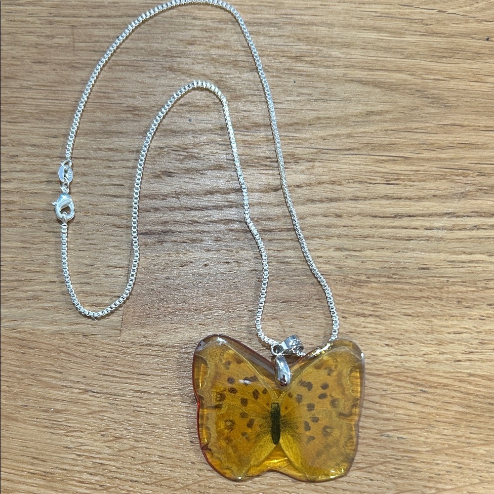 Real Preserved Butterfly Pendant Necklace